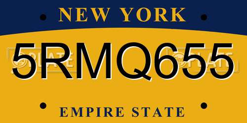 5RMQ655 New York License Plate