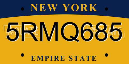 5RMQ685 New York License Plate