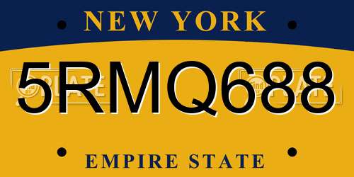 5RMQ688 New York License Plate