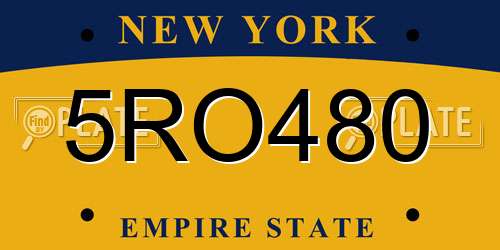 5RO480 New York License Plate