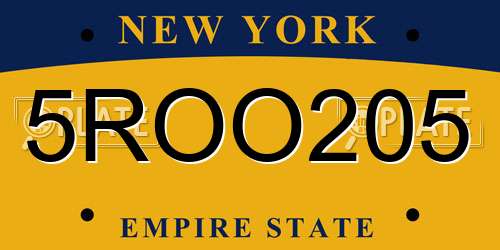 5ROO205 New York License Plate