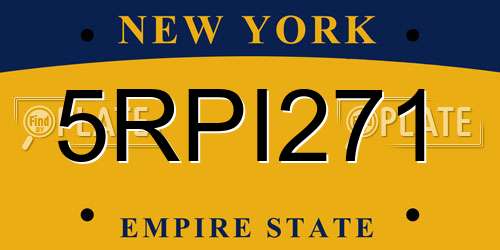 5RPI271 New York License Plate