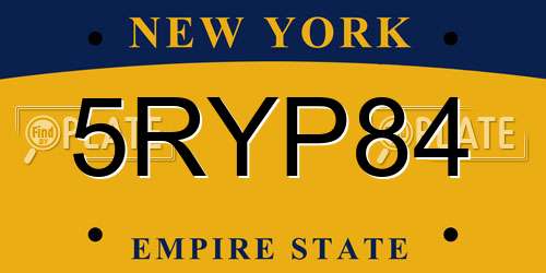 5RYP84 New York License Plate