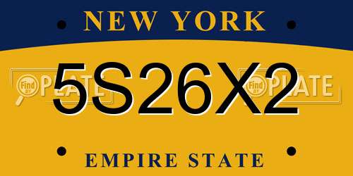 5S26X2 New York License Plate