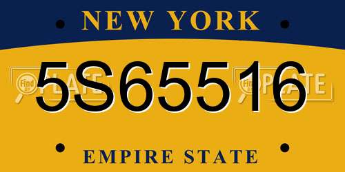 5S65516 New York License Plate