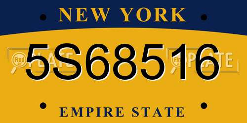5S68516 New York License Plate