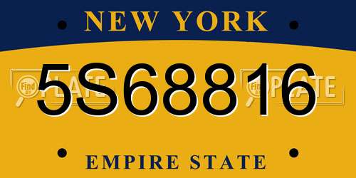 5S68816 New York License Plate