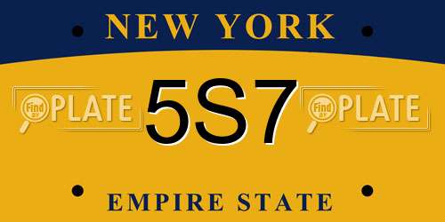 5S7 New York License Plate