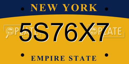 5S76X7 New York License Plate