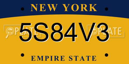 5S84V3 New York License Plate