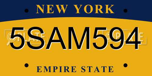 5SAM594 New York License Plate