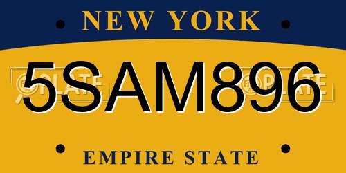 5SAM896 New York License Plate