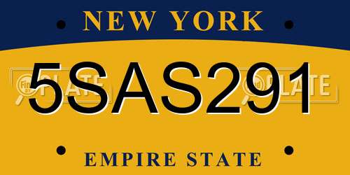 5SAS291 New York License Plate