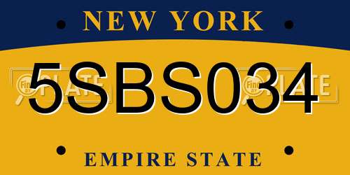 5SBS034 New York License Plate