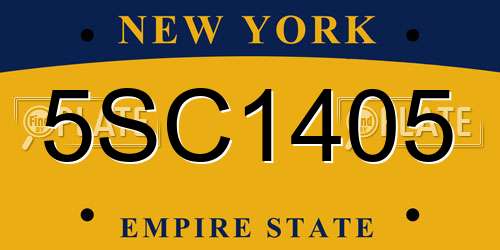 5SC1405 New York License Plate