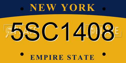 5SC1408 New York License Plate