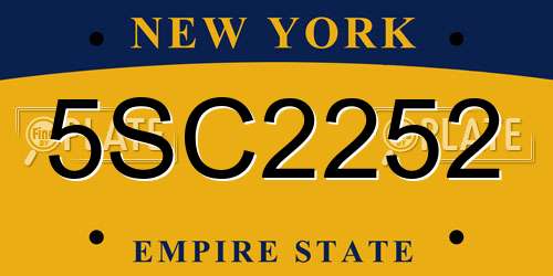 5SC2252 New York License Plate