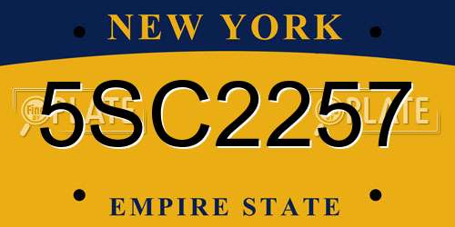 5SC2257 New York License Plate