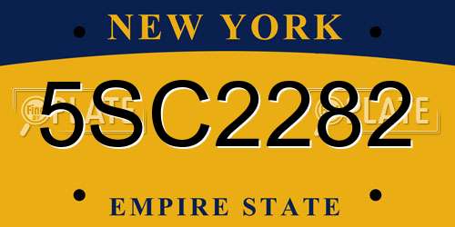 5SC2282 New York License Plate