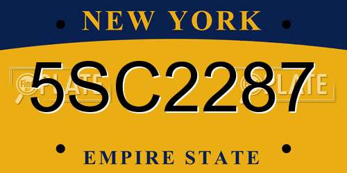 5SC2287 New York License Plate