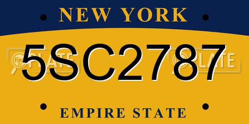 5SC2787 New York License Plate