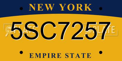 5SC7257 New York License Plate