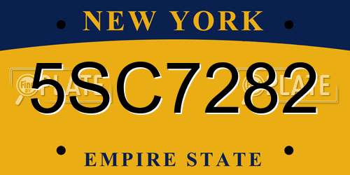 5SC7282 New York License Plate