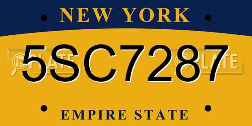 5SC7287 New York License Plate