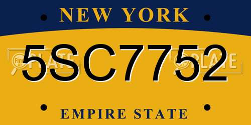 5SC7752 New York License Plate