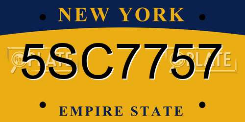 5SC7757 New York License Plate
