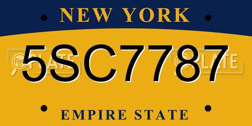 5SC7787 New York License Plate