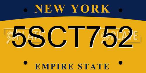 5SCT752 New York License Plate