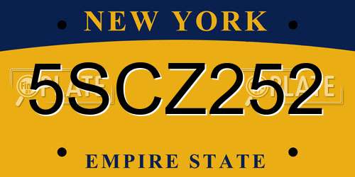 5SCZ252 New York License Plate