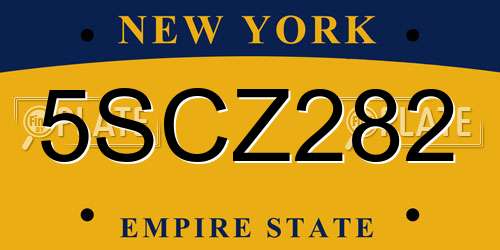 5SCZ282 New York License Plate