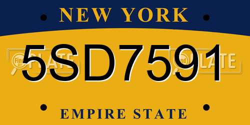 5SD7591 New York License Plate