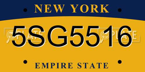 5SG5516 New York License Plate