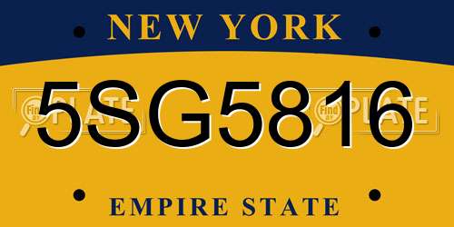 5SG5816 New York License Plate