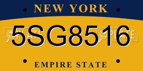 5SG8516 New York License Plate