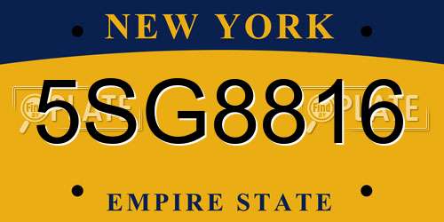 5SG8816 New York License Plate