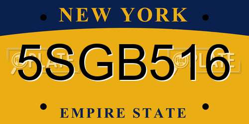 5SGB516 New York License Plate