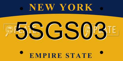 5SGS03 New York License Plate