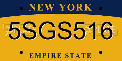 5SGS516 New York License Plate