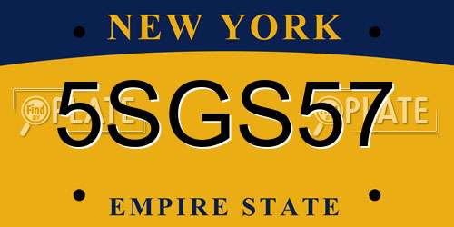 5SGS57 New York License Plate