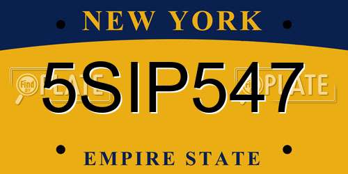 5SIP547 New York License Plate