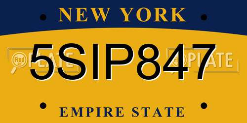 5SIP847 New York License Plate