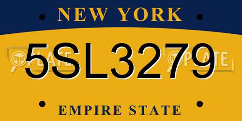 5SL3279 New York License Plate