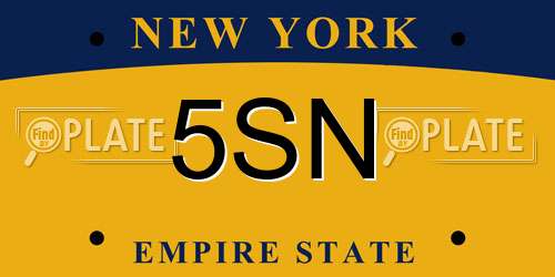 5SN New York License Plate