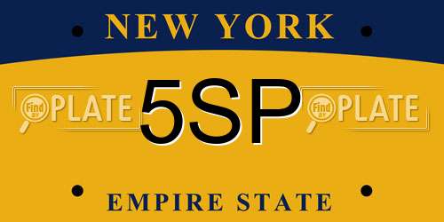 5SP New York License Plate