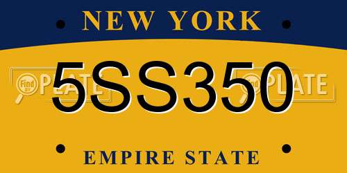 5SS350 New York License Plate