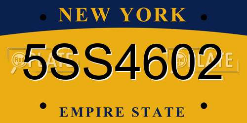 5SS4602 New York License Plate
